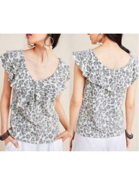 Anthropologie Dolan Savannah Ruffle Top Size M